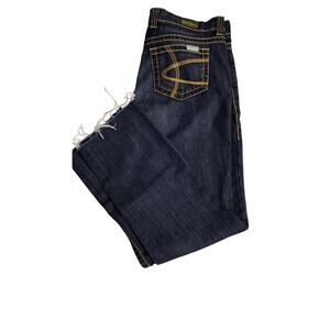 David Kahn Jeans Womens Denim Jeans Sz 31 Dark Wash Raw Hem Straight Leg